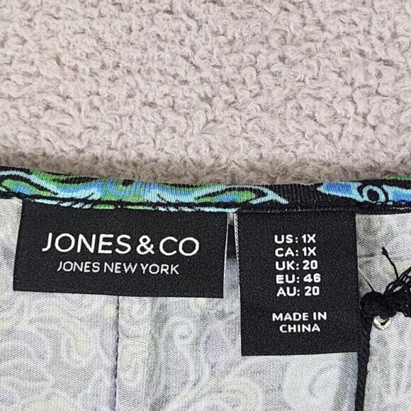 NWT Jones & Co Womens Sleeveless Printed Asymmetrical Dress 1X Rayon/Spandex - Picture 4 of 9